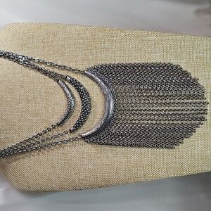 Silvertone Boho Layered Necklace, Gunmetal Fashion